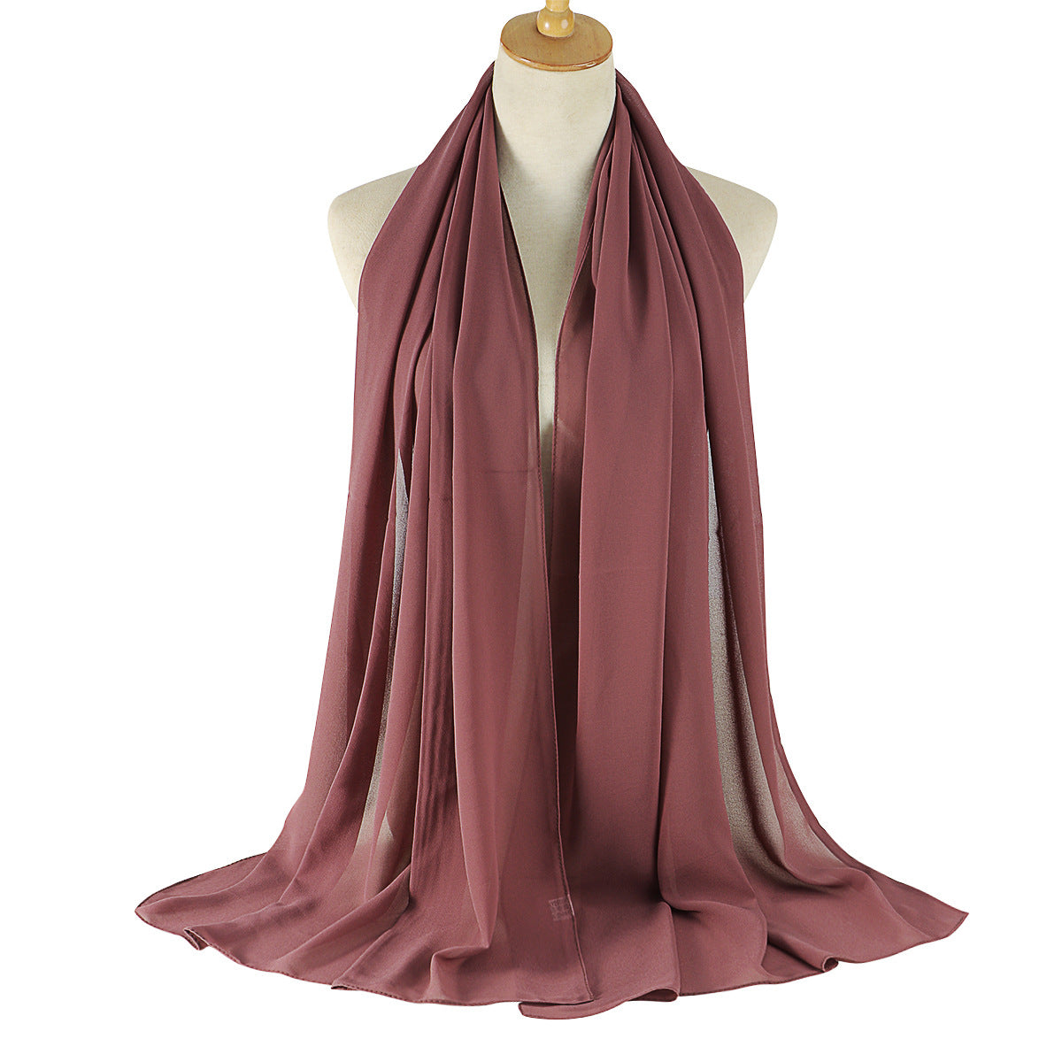 Solid-color Pearl Chiffon Long Scarf For Women