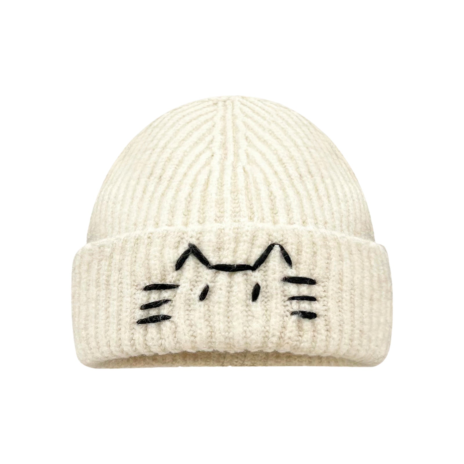 Cute Line-design Cat Knitted Hat For Womenkeeps You Warm In Fall And Winter