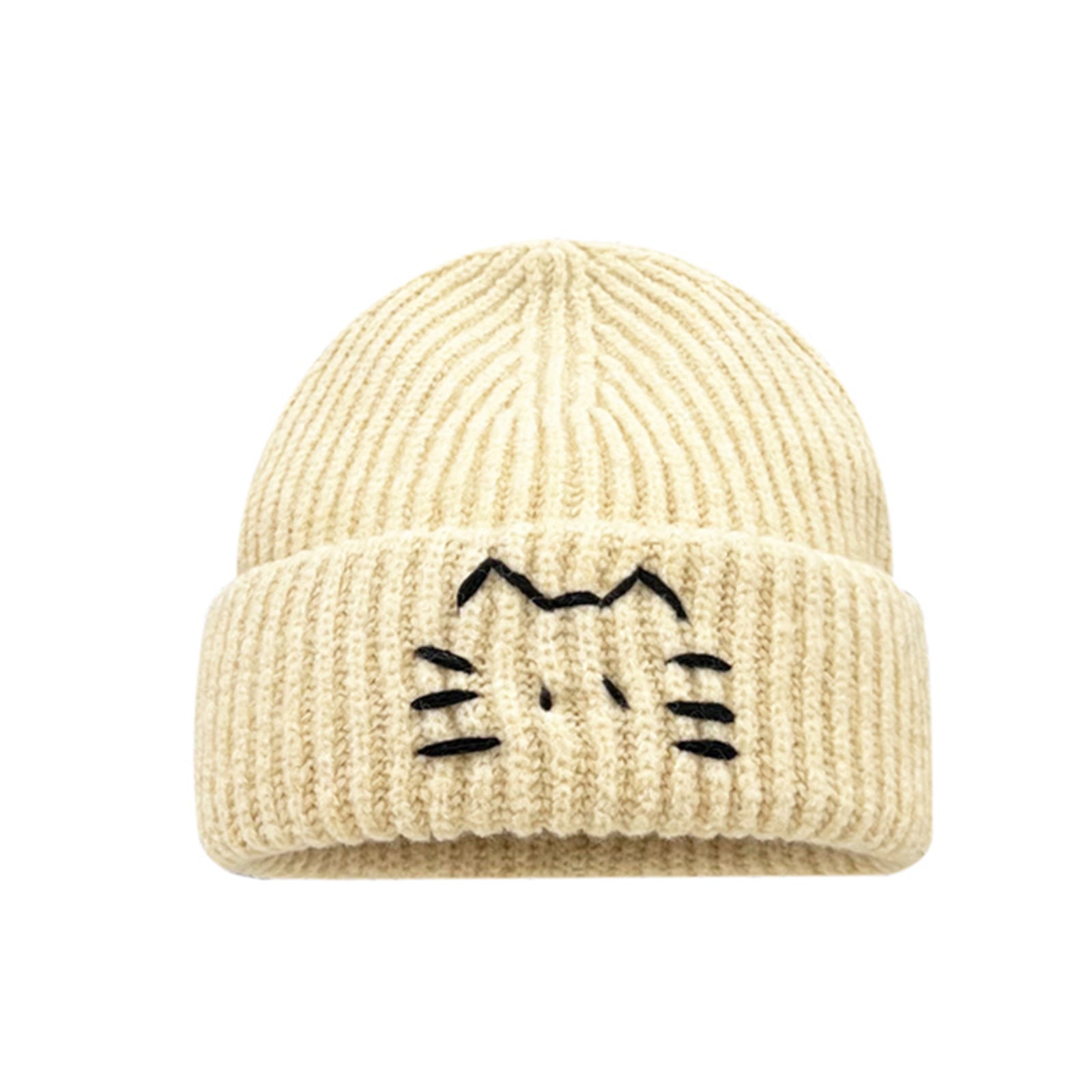Cute Line-design Cat Knitted Hat For Womenkeeps You Warm In Fall And Winter