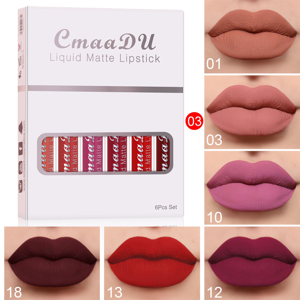 Matte Liquid Lipstick Set - 6 Waterproof Long-Lasting Lip Colors
