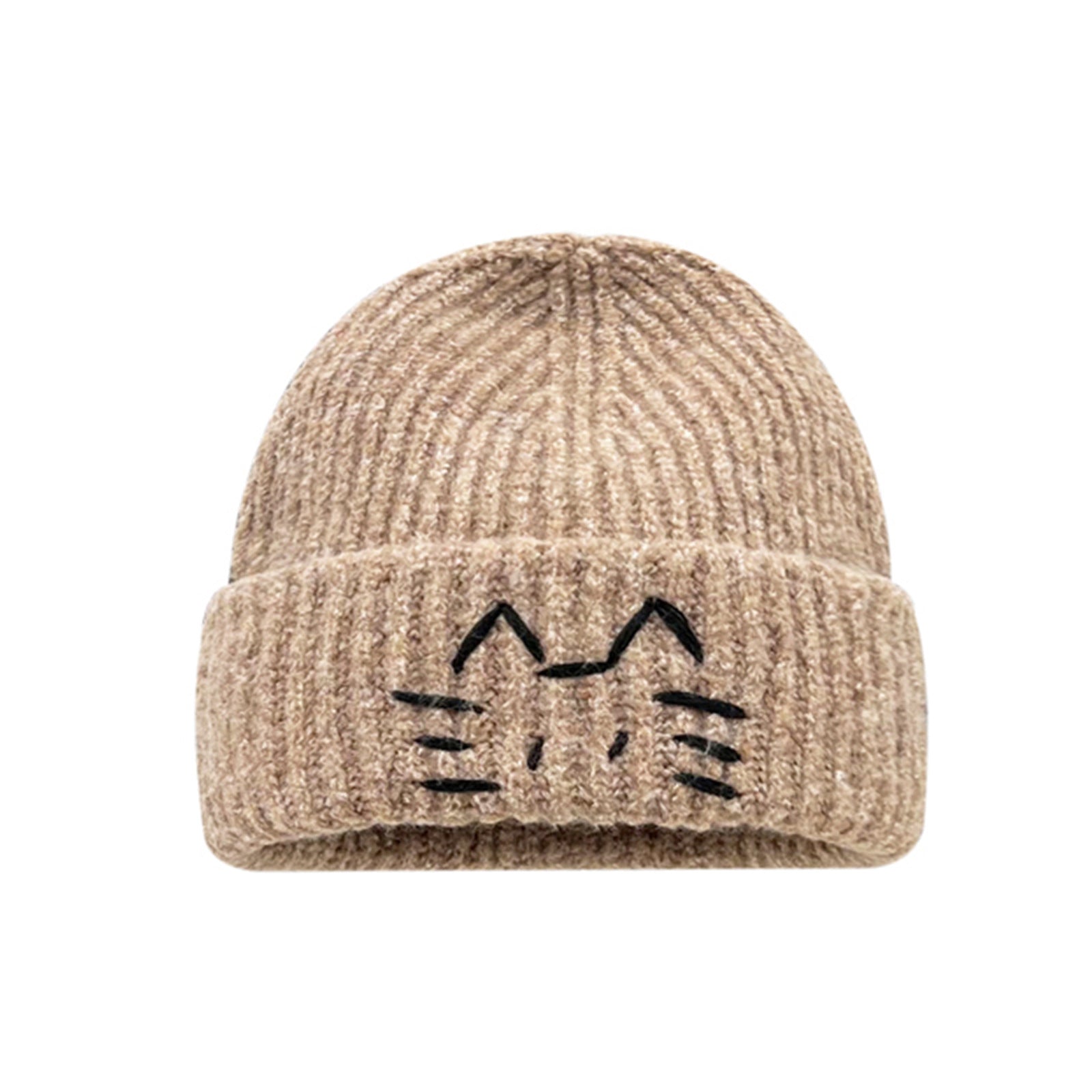 Cute Line-design Cat Knitted Hat For Womenkeeps You Warm In Fall And Winter
