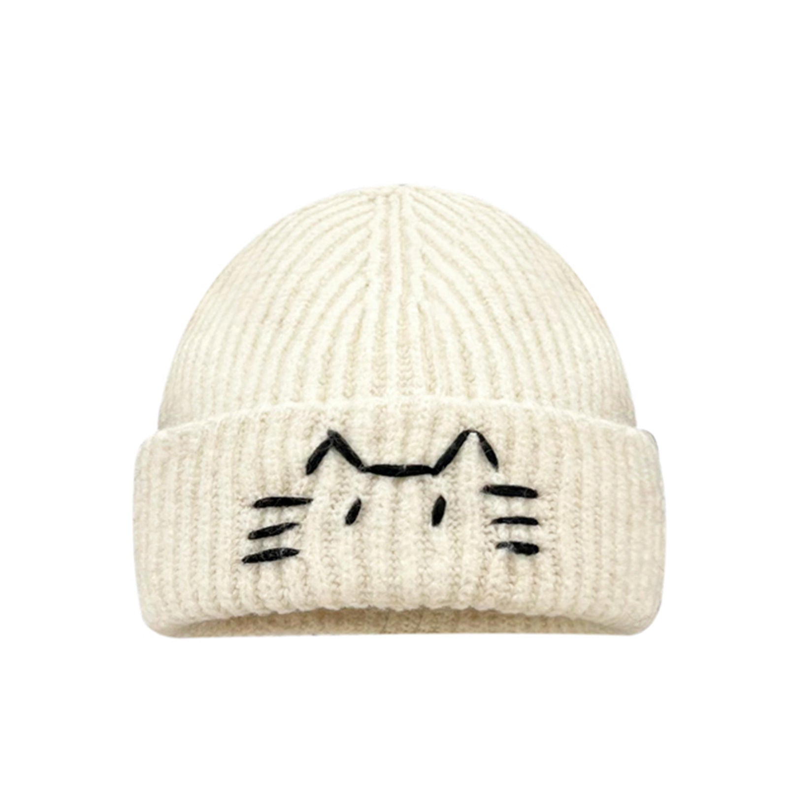Cute Line-design Cat Knitted Hat For Womenkeeps You Warm In Fall And Winter