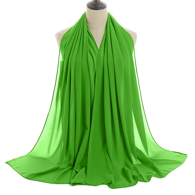Solid-color Pearl Chiffon Long Scarf For Women