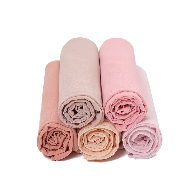 Solid-color Pearl Chiffon Long Scarf For Women