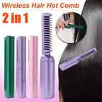 Professional Wireless Hair Straightener & Curler - Fast Heating Styling Brush