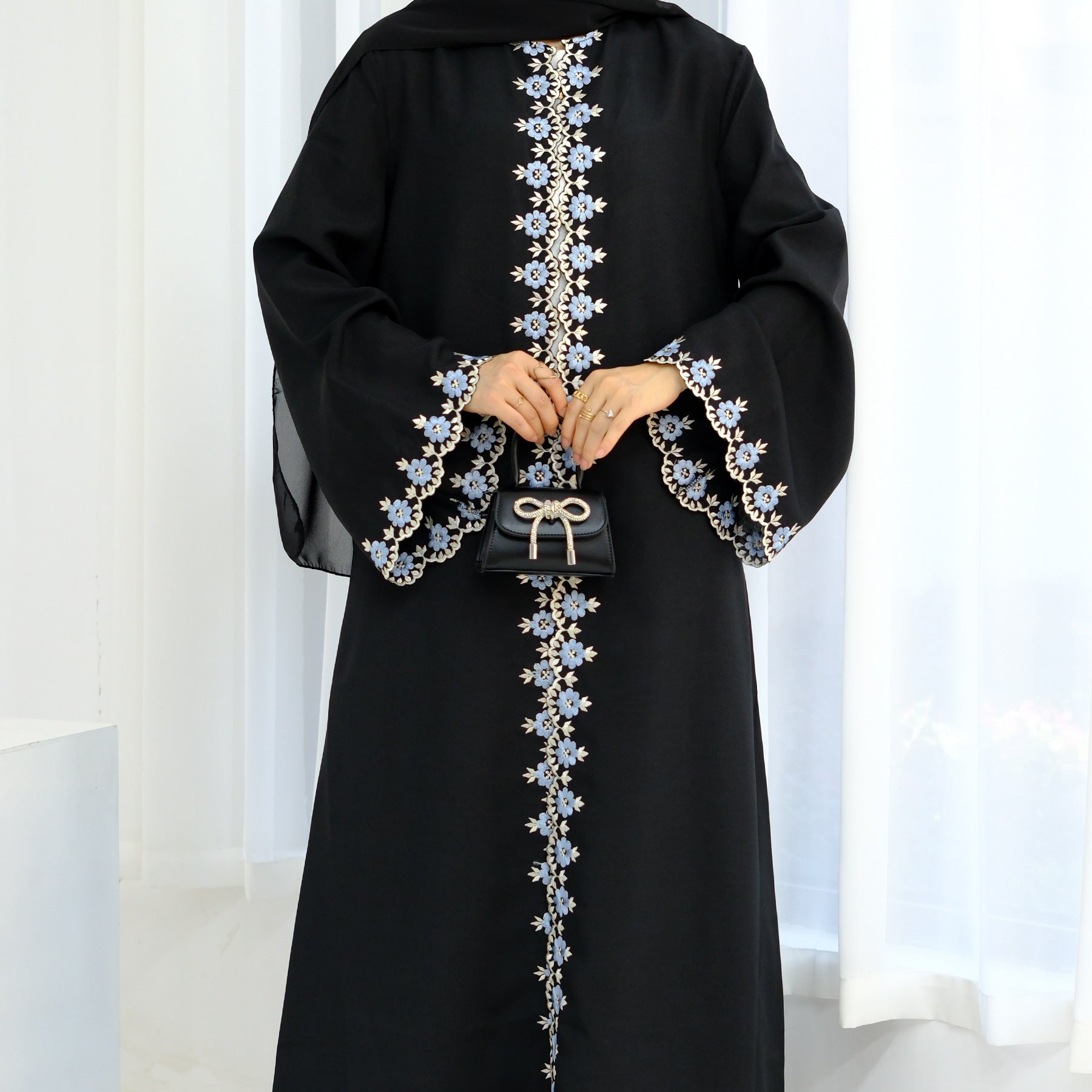 Dubai Flower Embroidered Cardigan Robe LR909