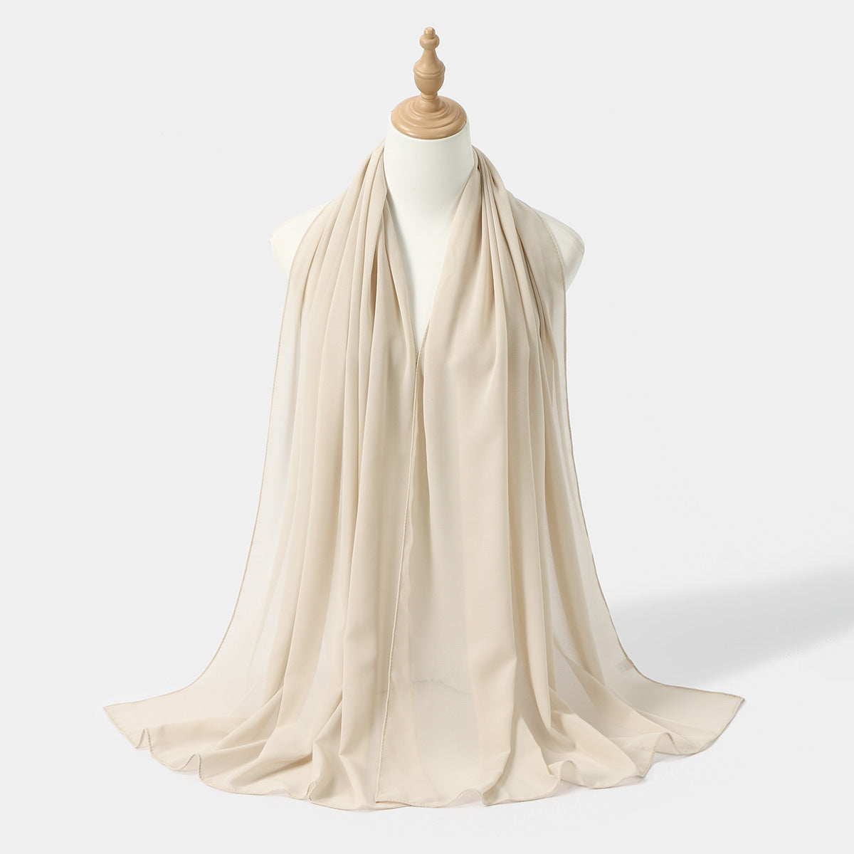 Solid-color Pearl Chiffon Long Scarf For Women