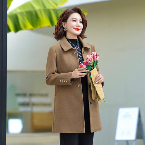 Mid-length Wool Blazer Designed Specifically For Middle-aged And Older Women